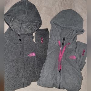EUC - 2 Women's North Face Breast Cancer Awareness fleece hooded jackets